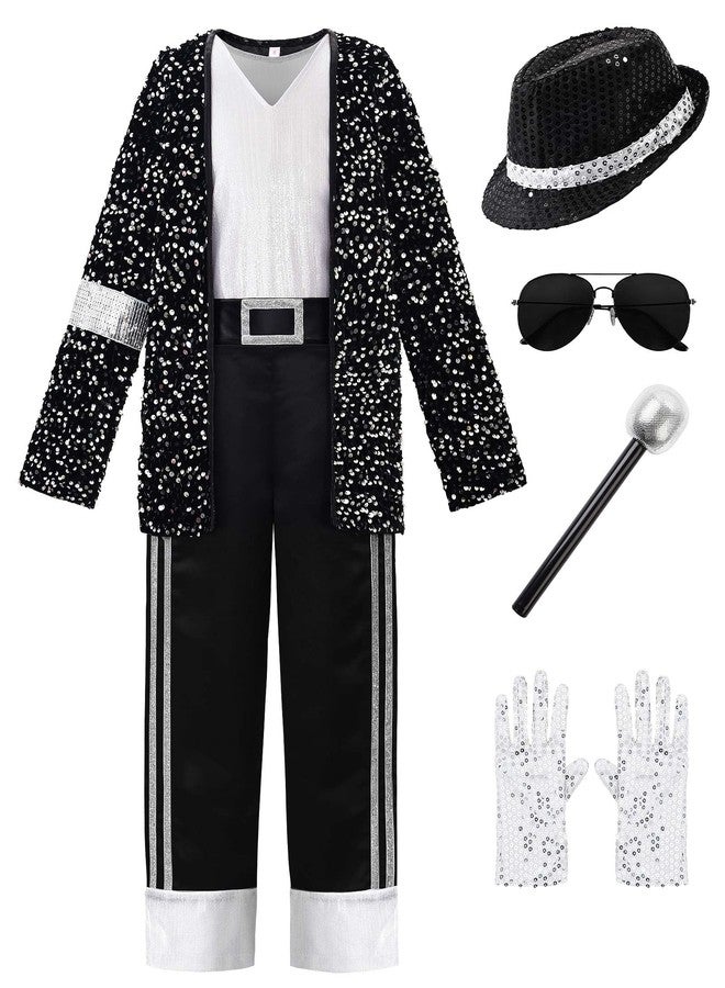 ReliBeauty boys girls 80s dance star costume 90s pop stage costume role play party for kids,150 - Image 1